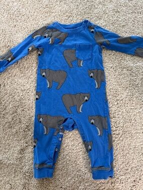 Tea Collection Royal Blue Bear Print One-Piece Bodysuit